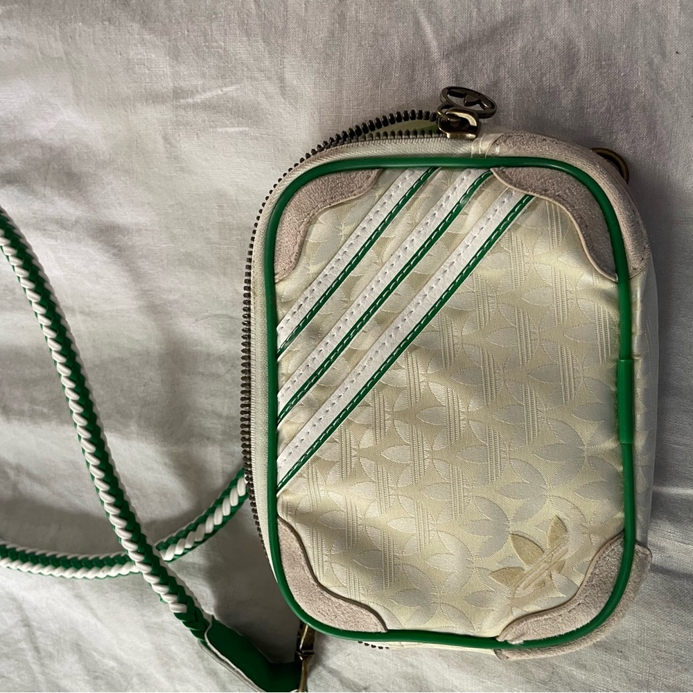 Adidas Trefoil Monogram Jacquard Suede Mini Airliner Bag